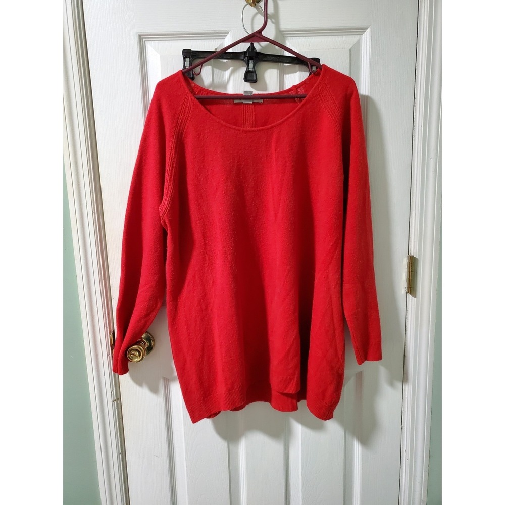 Ralsey Womens Red Knit Sweater Plus Size 1X Cozy Soft Pullover Casual Chic